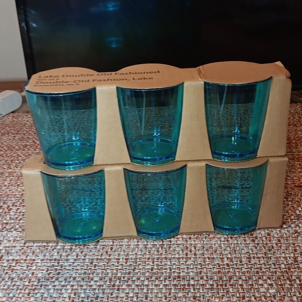 Plow & Hearth Lake Blue Acrylic Short 15oz. Tumblers Set Of 6 New‎